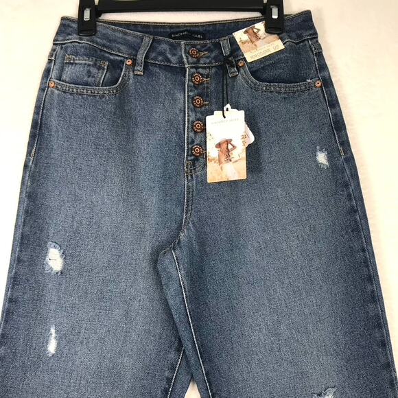Sincerely Jules Jeans Size‎ 5 Mom Stovepipe Distressed Button Loose Baggy Skater - Picture 2 of 9